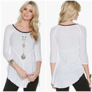 🤍 Free People White Weekends Long Sleeves Sheer Layering Top Tee